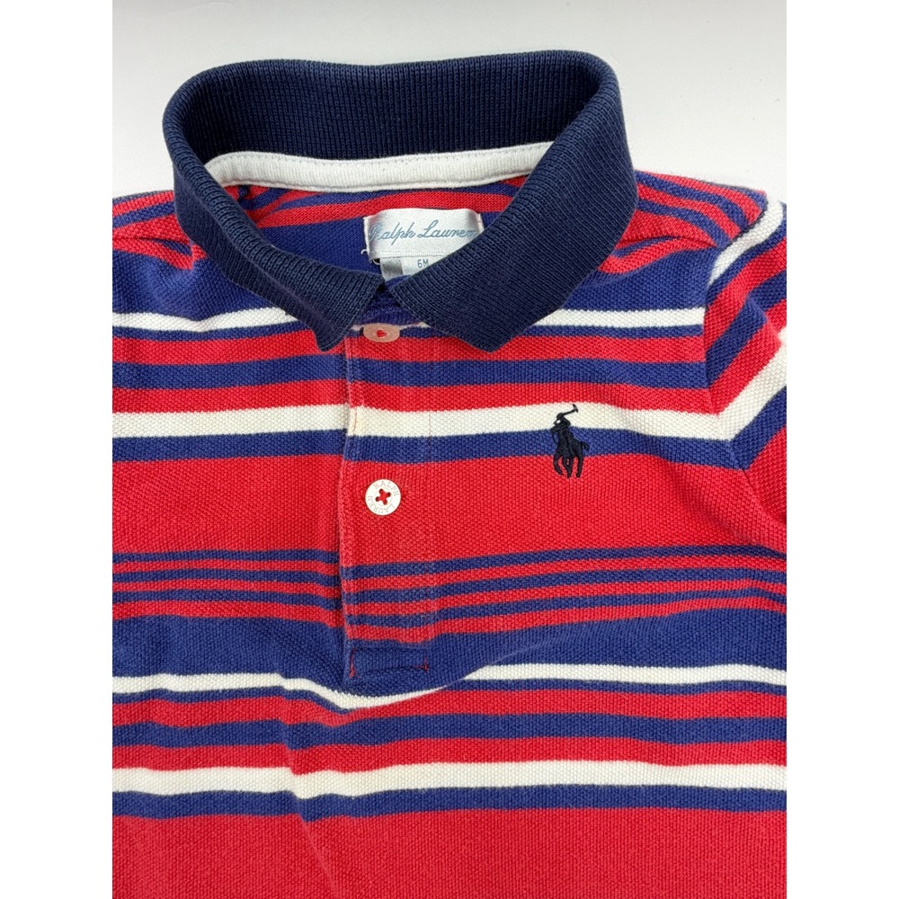 Ralph Lauren Polo Romper Baby Boy 6M Red White Blue Striped Short Sleeve USA - Picture 2 of 7
